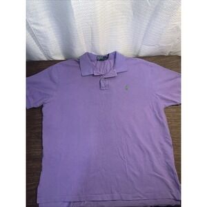 Polo Ralph Lauren Men's XXL Purple Short Sleeve Polo Shirt Cotton Green Pony